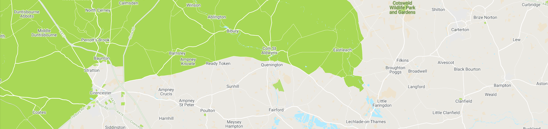 Map showing location of Quenington and local area